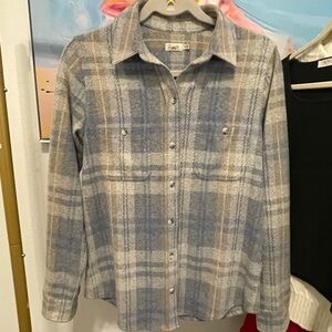 Faherty Blue and Tan Plaid Shirt